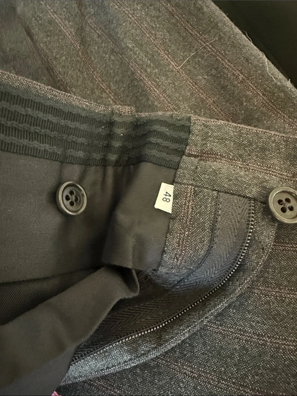 Kiton Gray Pinstripe Suit with Pink Stripe Detail EU48